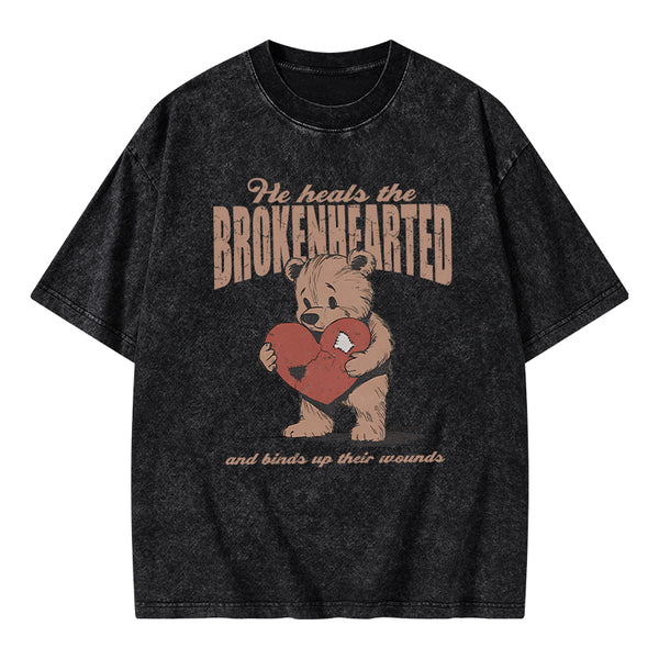 GC-WTS2354 He Heals The Brokenhearted Christian Washed T-Shirt