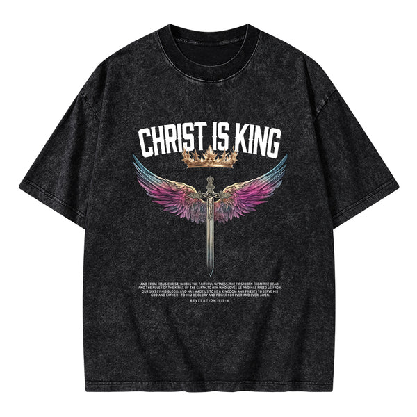 Christ Is King Christian Washed T-Shrit