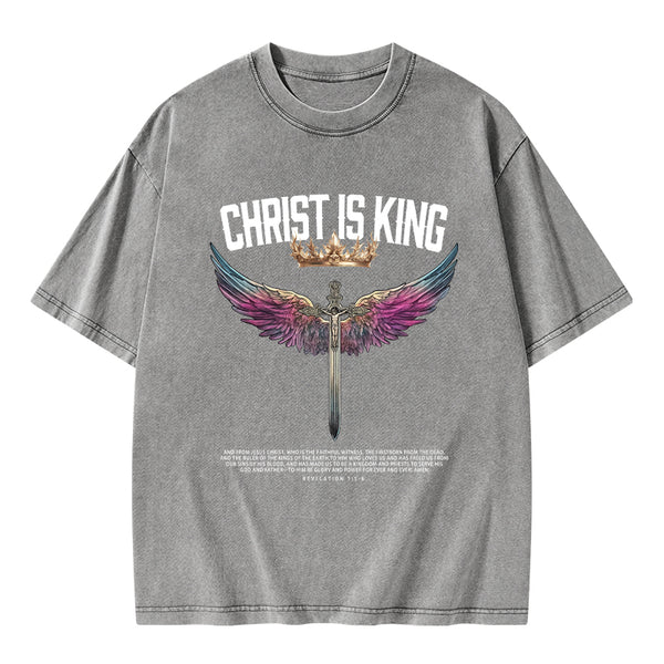 Christ Is King Christian Washed T-Shrit