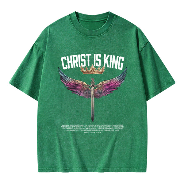 Christ Is King Christian Washed T-Shrit