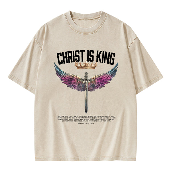 Christ Is King Christian Washed T-Shrit