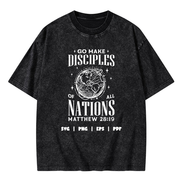 Go Make Disciples Christian Washed T-Shirt