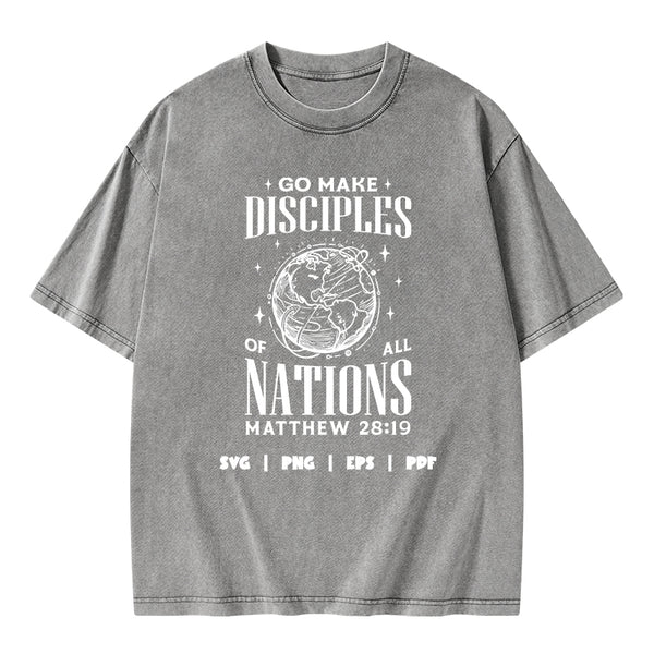 Go Make Disciples Christian Washed T-Shirt
