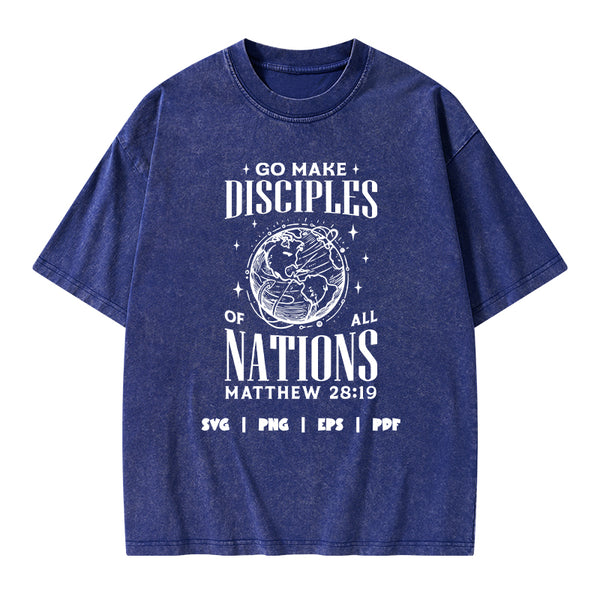 Go Make Disciples Christian Washed T-Shirt
