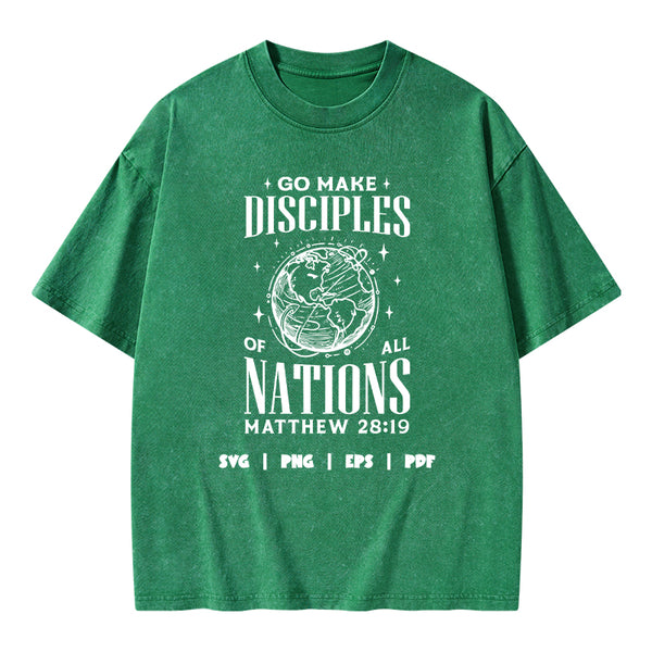 Go Make Disciples Christian Washed T-Shirt
