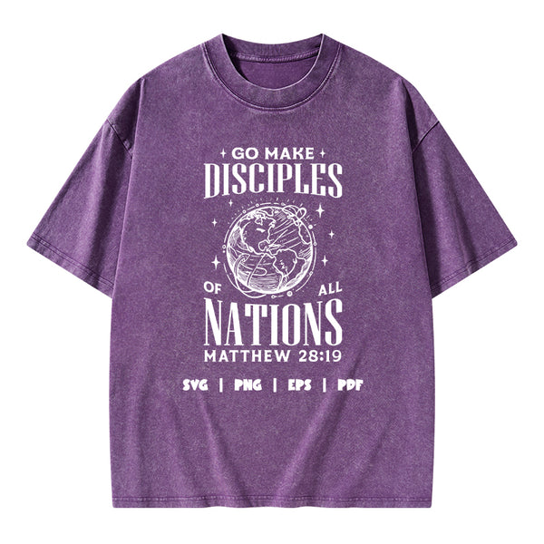 Go Make Disciples Christian Washed T-Shirt