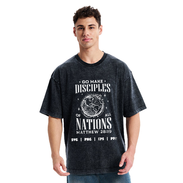 Go Make Disciples Christian Washed T-Shirt