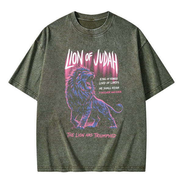 Lion Of Judah Christian Washed T-Shirt