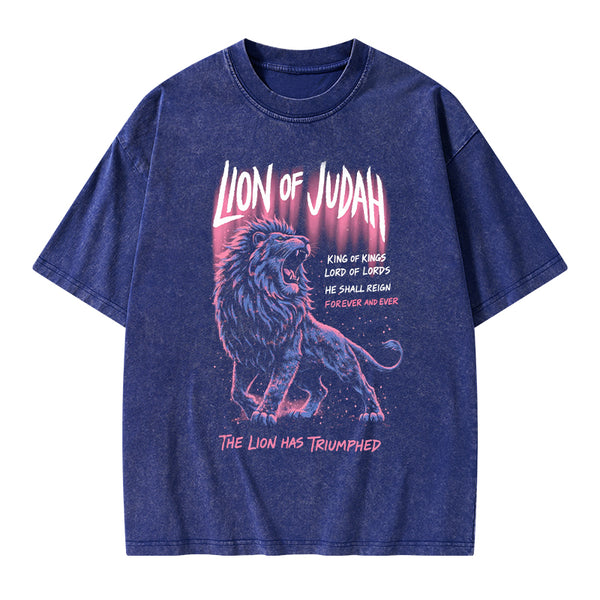 Lion Of Judah Christian Washed T-Shirt