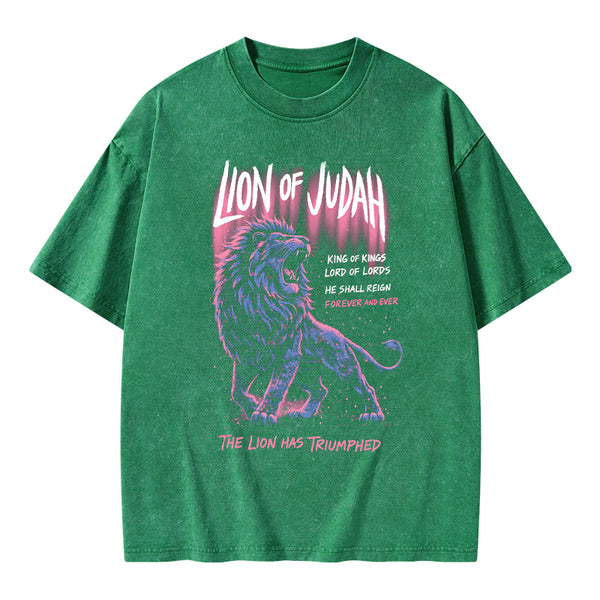Lion Of Judah Christian Washed T-Shirt
