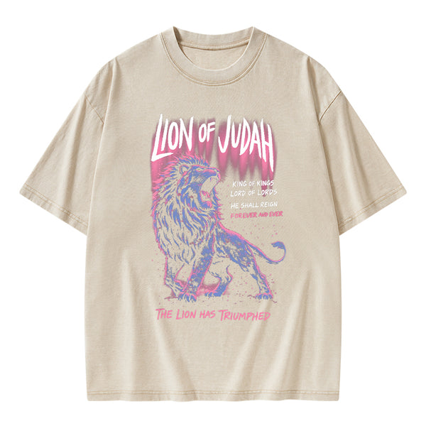 Lion Of Judah Christian Washed T-Shirt