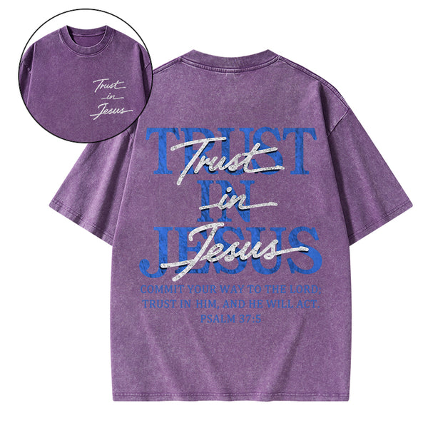Trust In Jesus Christian Washed T-Shirt