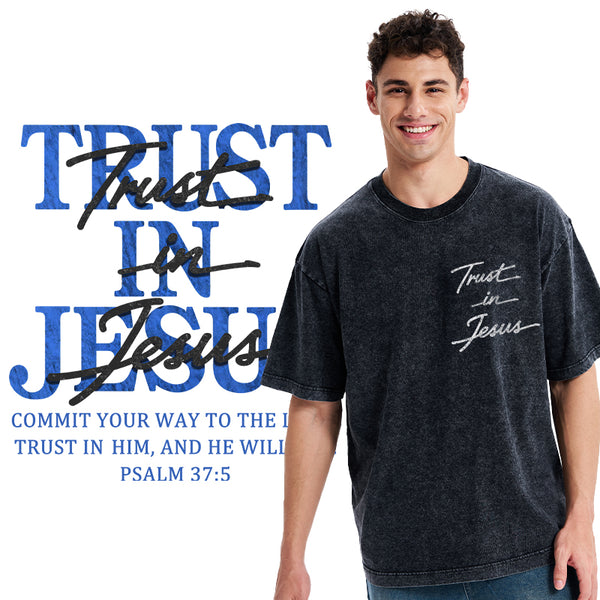 Trust In Jesus Christian Washed T-Shirt