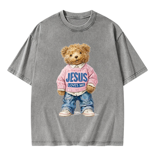 Jesus Loves Me Christian Washed T-Shirt