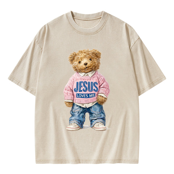 Jesus Loves Me Christian Washed T-Shirt