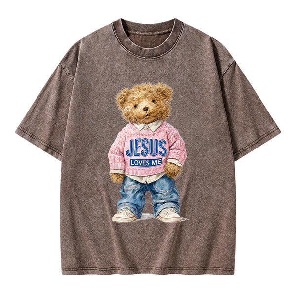 Jesus Loves Me Christian Washed T-Shirt