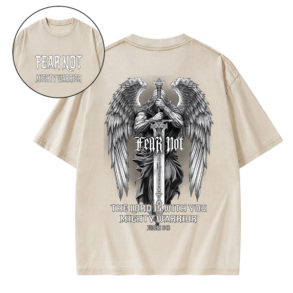 Fear Not Mighty Warrior Christian Washed T-Shirt