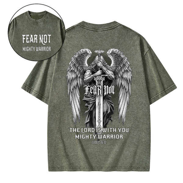 Fear Not Mighty Warrior Christian Washed T-Shirt