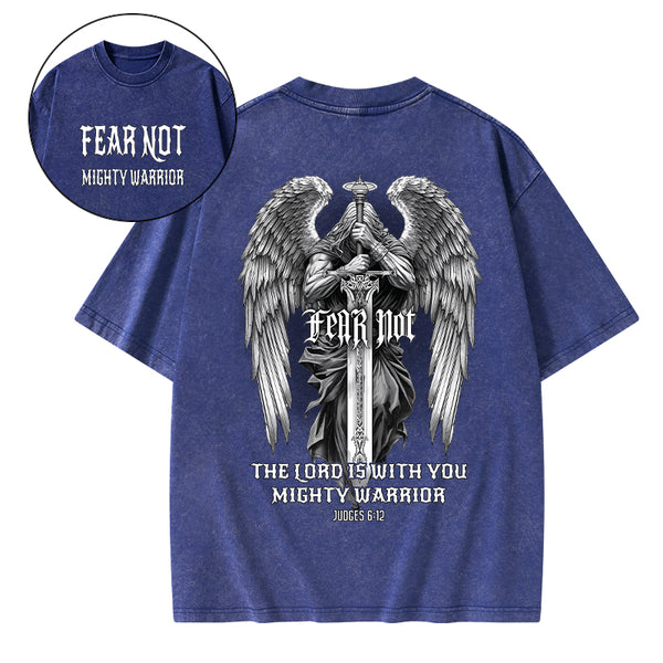 Fear Not Mighty Warrior Christian Washed T-Shirt