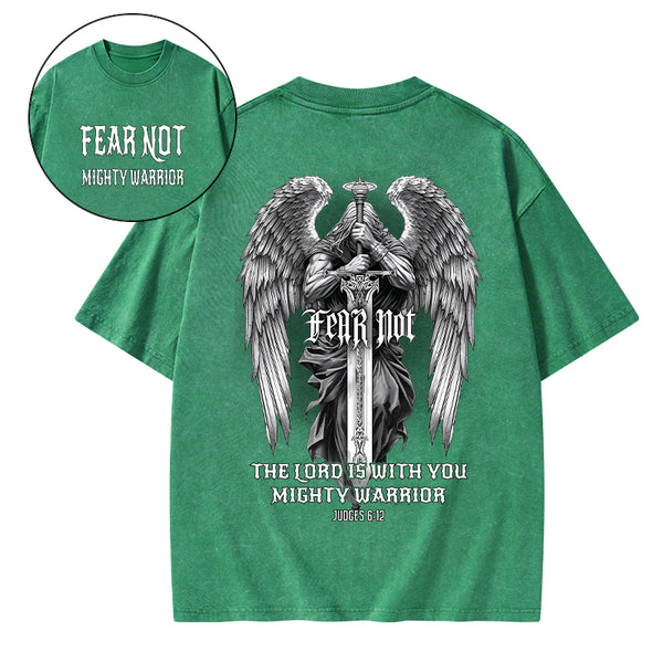 Fear Not Mighty Warrior Christian Washed T-Shirt