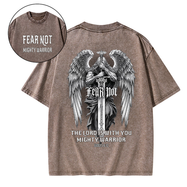 Fear Not Mighty Warrior Christian Washed T-Shirt