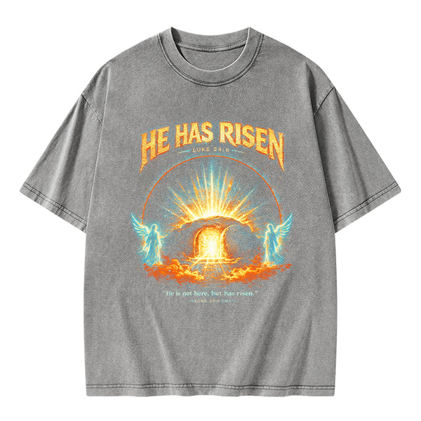 He Has Risen Christian Washed T-Shirt