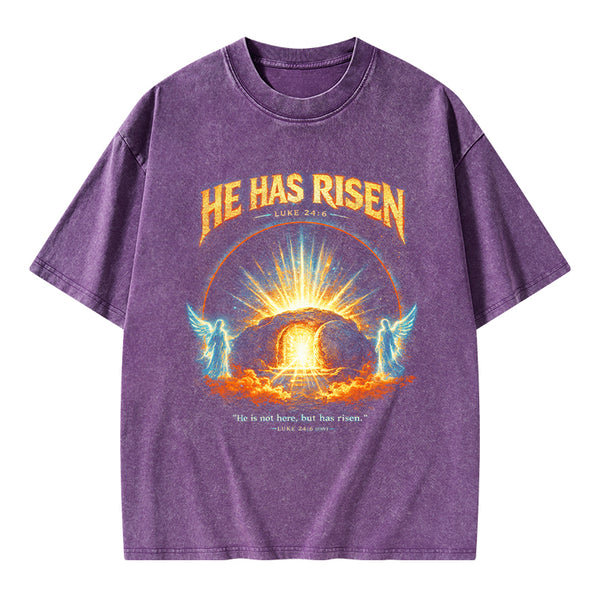 He Has Risen Christian Washed T-Shirt