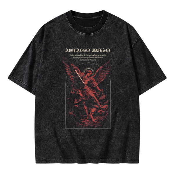 Archangel Michael Christian Washed T-Shirt