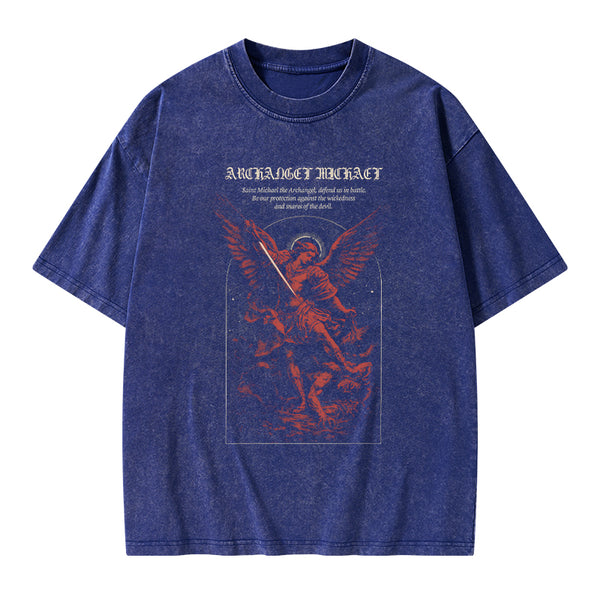 Archangel Michael Christian Washed T-Shirt