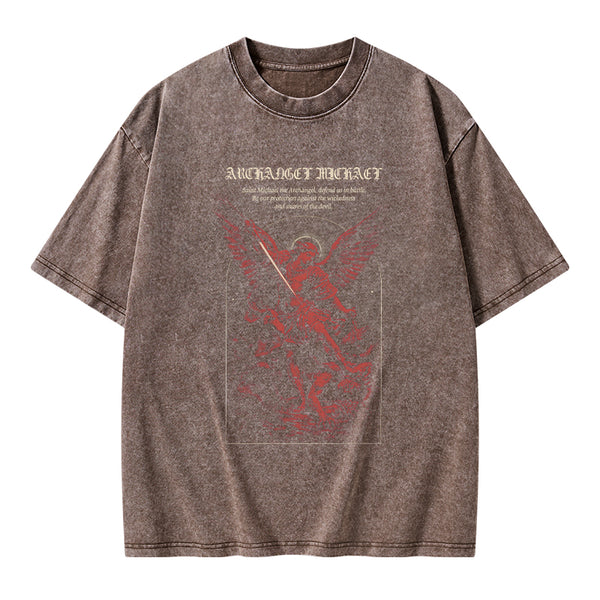 Archangel Michael Christian Washed T-Shirt