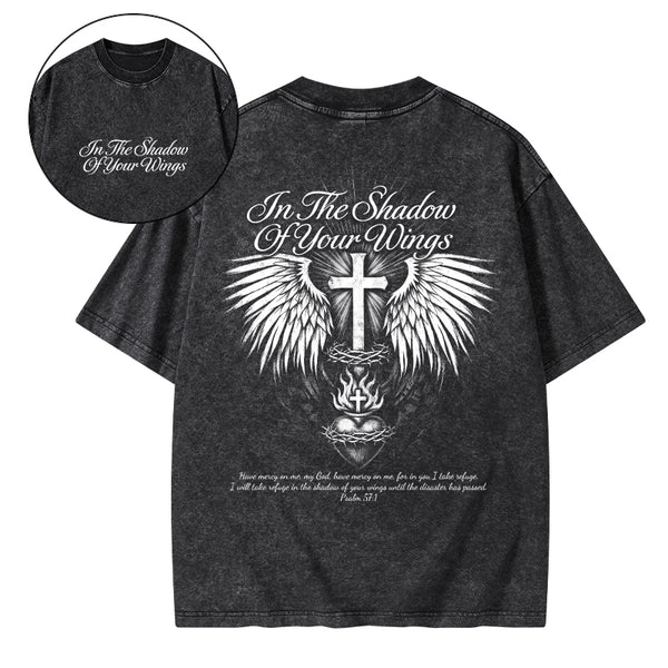 In The Shadow Of Your Wings Christian Washed T-Shirt