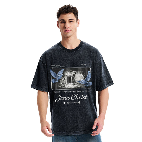 Christ Being Raised From The Dead Christian Washed T-Shirt