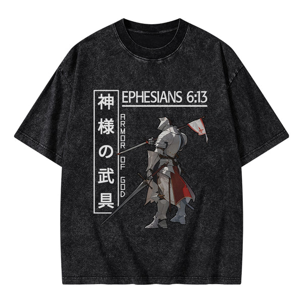 GC-WTSA0039 Armor Of God Anime Christian Washed T-Shirt