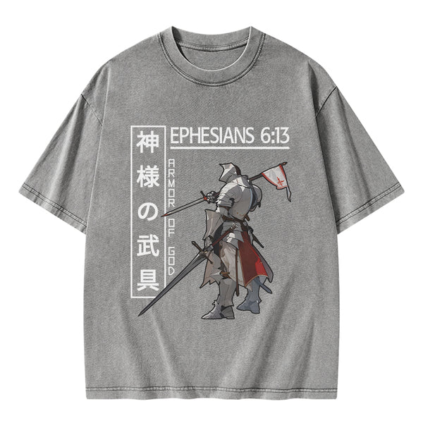 GC-WTSA0039 Armor Of God Anime Christian Washed T-Shirt