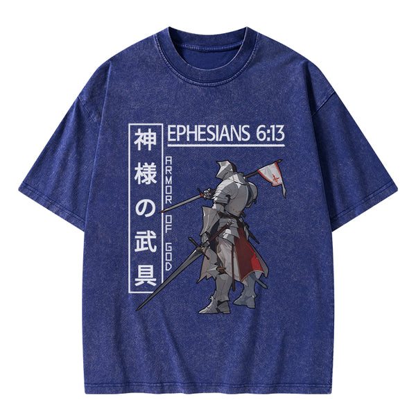 GC-WTSA0039 Armor Of God Anime Christian Washed T-Shirt
