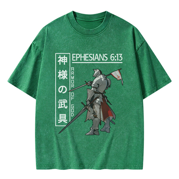 GC-WTSA0039 Armor Of God Anime Christian Washed T-Shirt