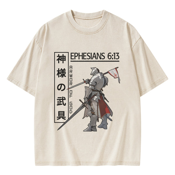 GC-WTSA0039 Armor Of God Anime Christian Washed T-Shirt