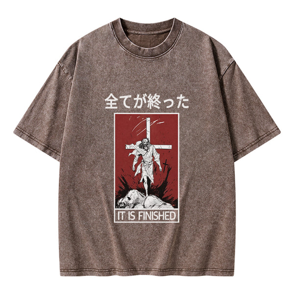 GC-WTSA0042 It Is Finished Christian Washed T-Shirt
