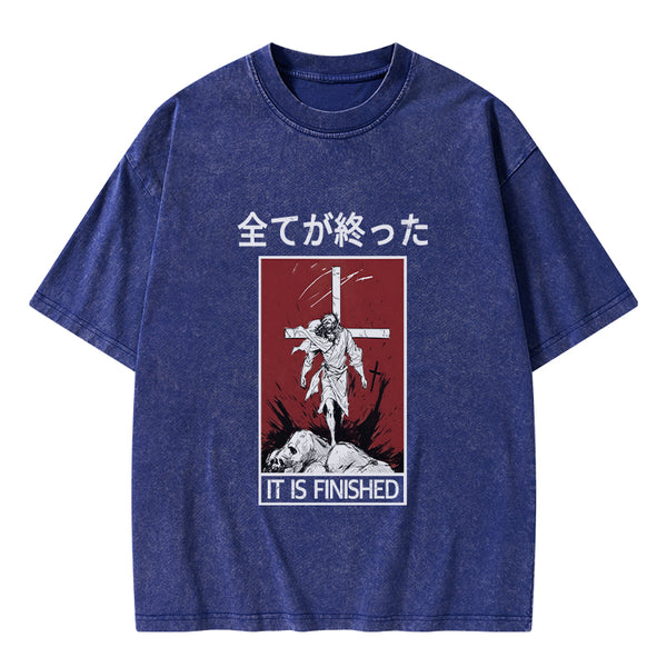 GC-WTSA0042 It Is Finished Christian Washed T-Shirt