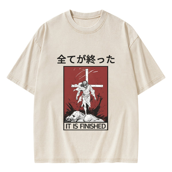 GC-WTSA0042 It Is Finished Christian Washed T-Shirt