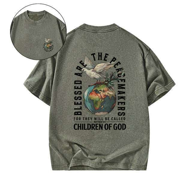 Blessed Are The Peacemakers Christian Washed T-Shirt