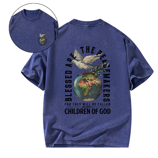 Blessed Are The Peacemakers Christian Washed T-Shirt