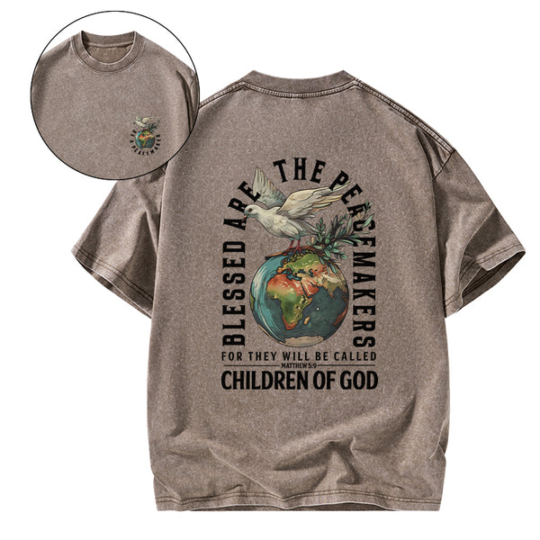 Blessed Are The Peacemakers Christian Washed T-Shirt