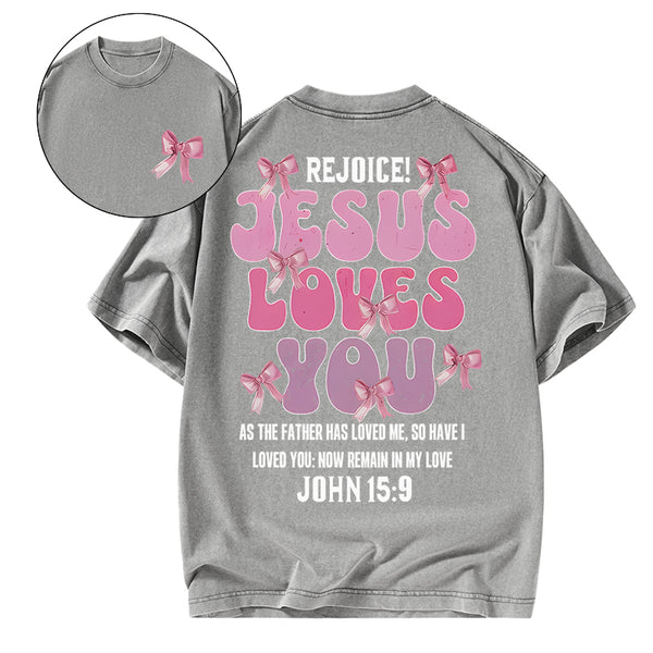 GC-WTSA0109 Jesus Loves You Christian Washed T-Shirt
