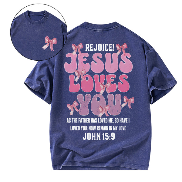 GC-WTSA0109 Jesus Loves You Christian Washed T-Shirt