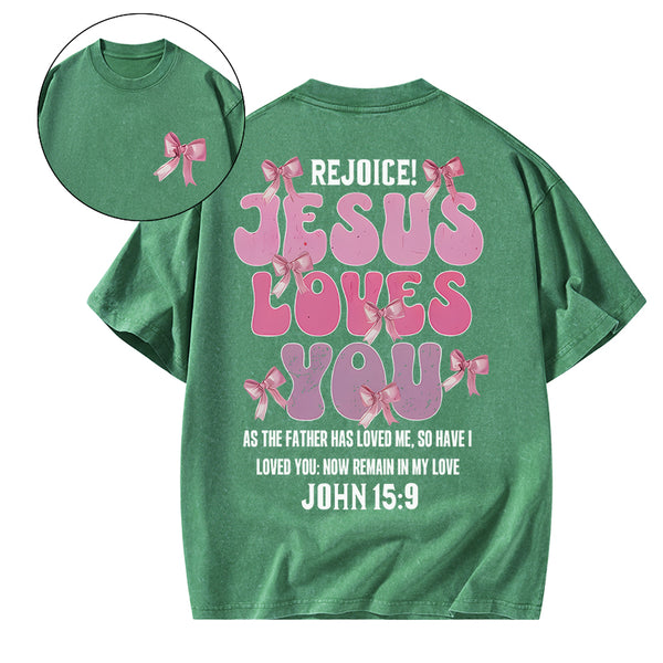 GC-WTSA0109 Jesus Loves You Christian Washed T-Shirt