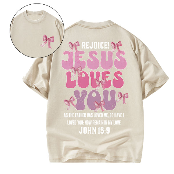 GC-WTSA0109 Jesus Loves You Christian Washed T-Shirt