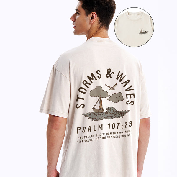 Storms And Waves Chirstian Washed T-Shirt