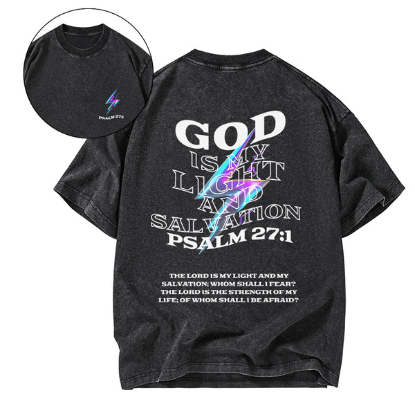 GC-WTSA0196 God Is My Light Chirstian Washed T-Shirt