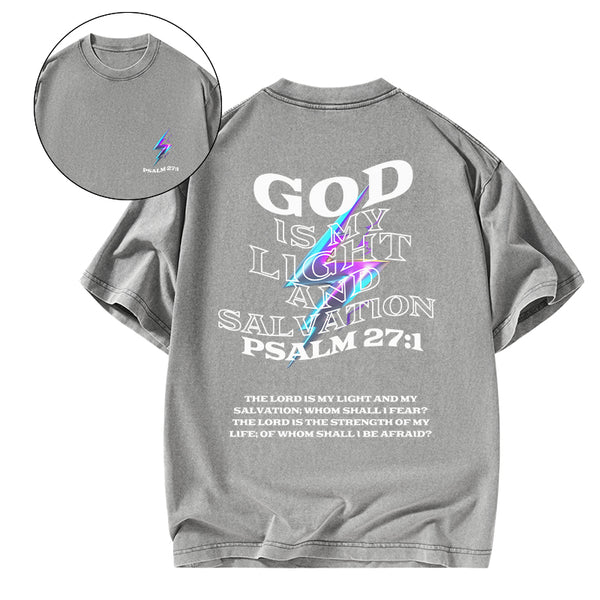 GC-WTSA0196 God Is My Light Chirstian Washed T-Shirt